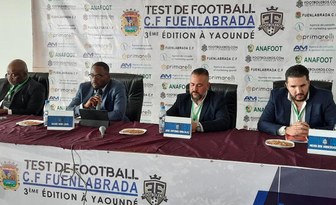 Yaoundé, le 24 février 2022. Le panel lors de la conférence de presse annonçant les tests pour le CF Fuenlabrada