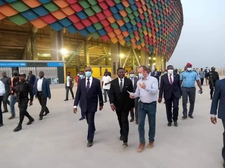 Yaoundé, le 9 février 2022. Stade d'Olembe. Le Minetat - SGPR sur le site avec le Minsep