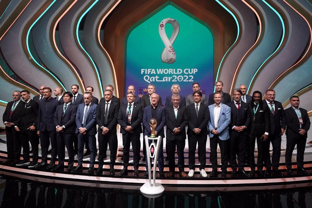 Doha, le 1er avril 2022. Les 32 entraîneurs des pays qualifiés pour la Coupe du monde